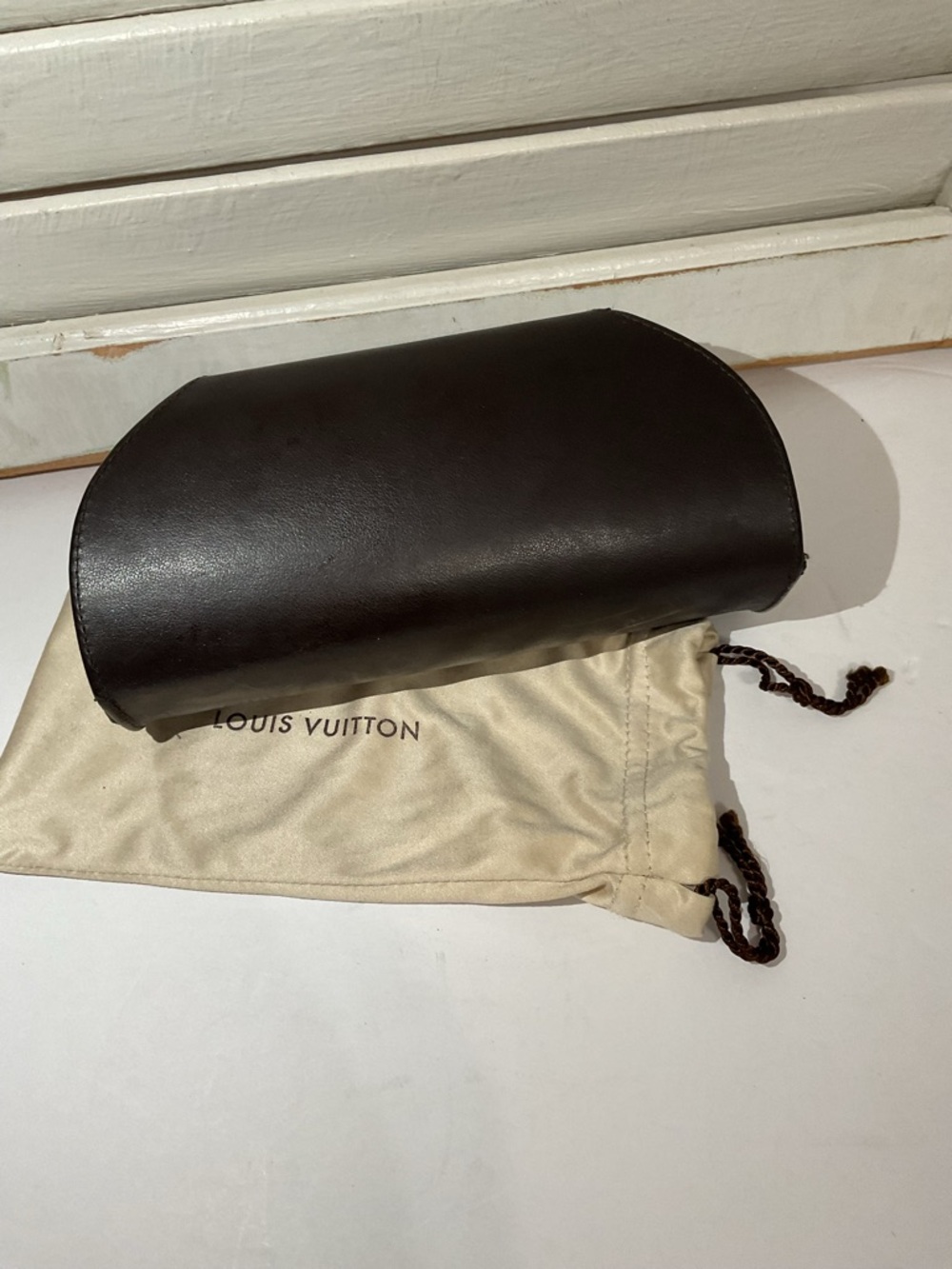 Louis Vuitton Dark Brown Leather Sunglasses Case with Dust Pouch - Picture 2 of 7
